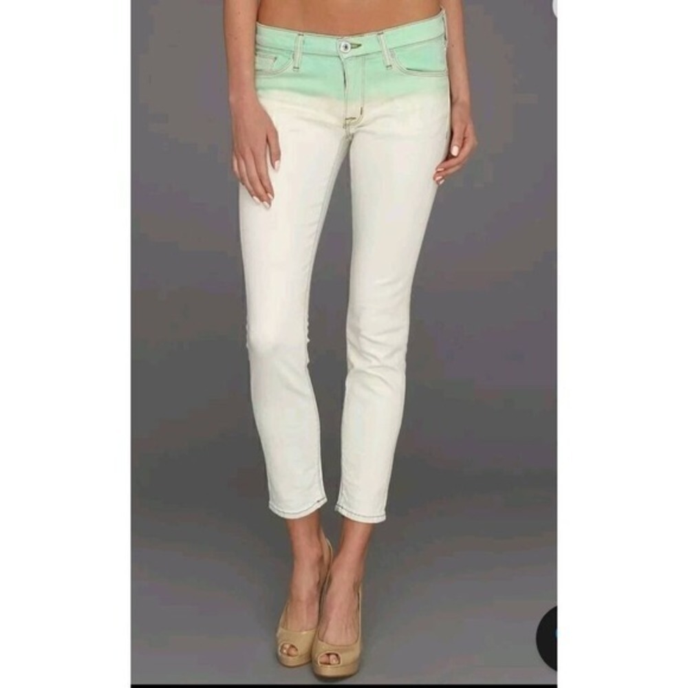 Hudson Jeans Crop Krista Super Skinny Mint Ombre Wash Size 30